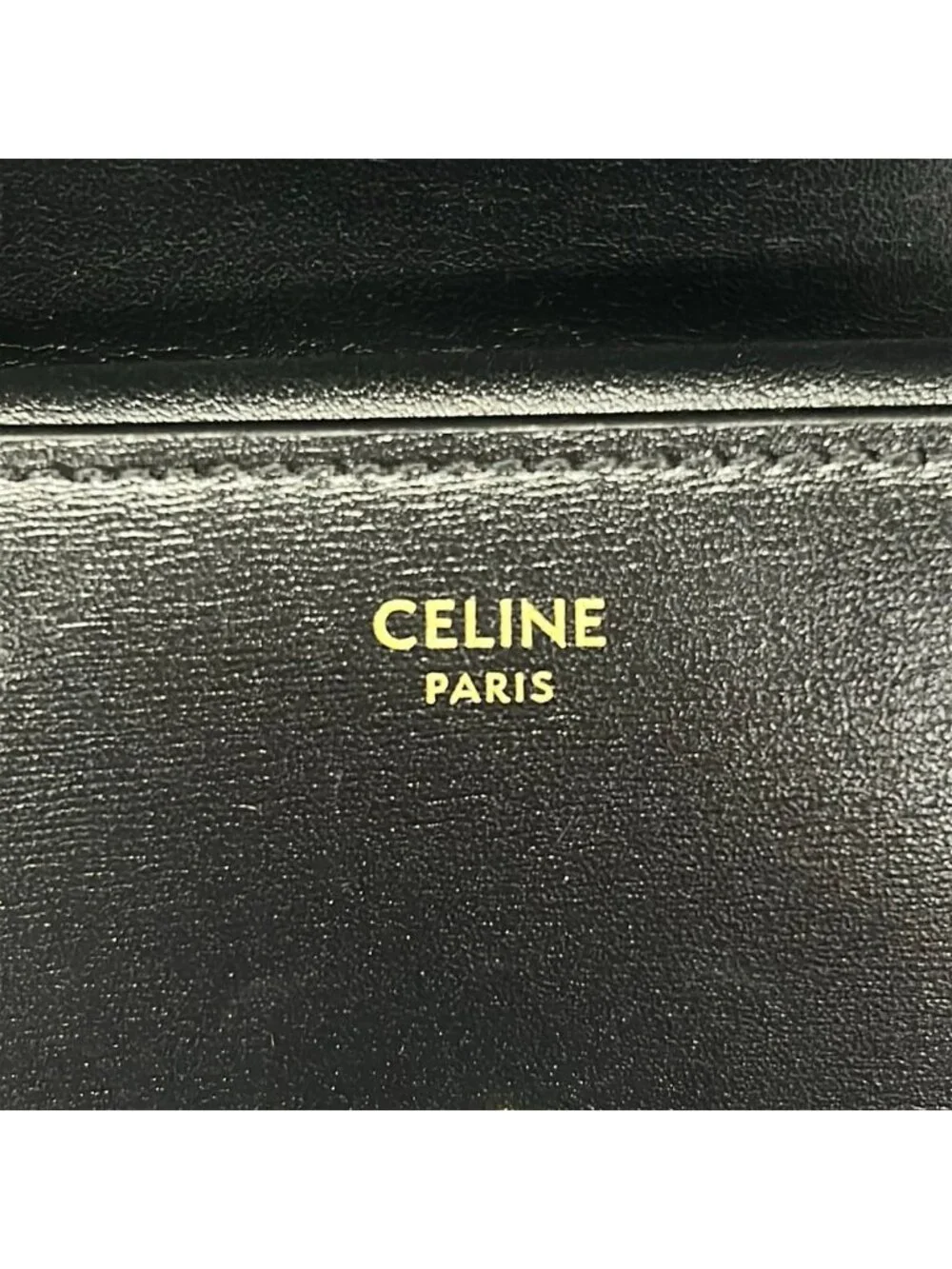 Celine Trifold Wallet Small Flap Triomphe Black Leather